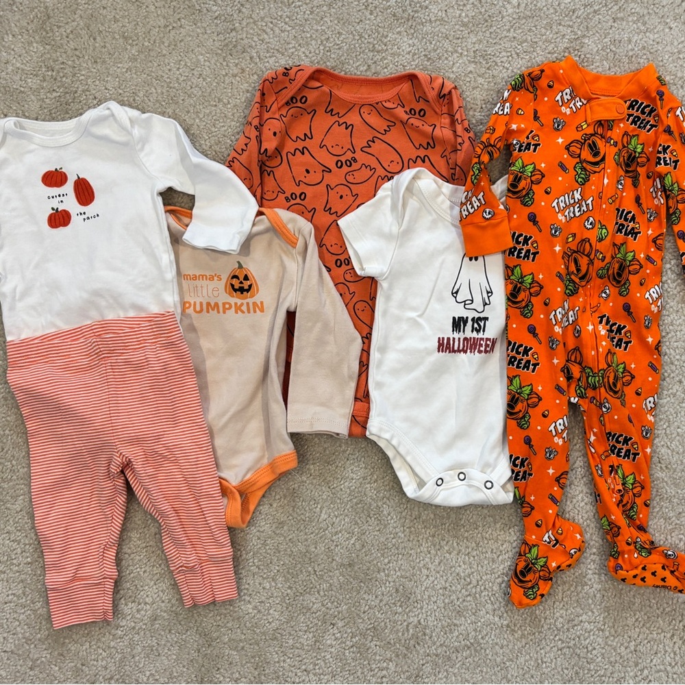 Lot of Halloween 6-9 month Clothes & Disney Sleeper
